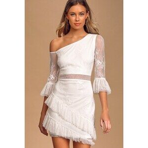 Lulus White Lace One-Shoulder Dress